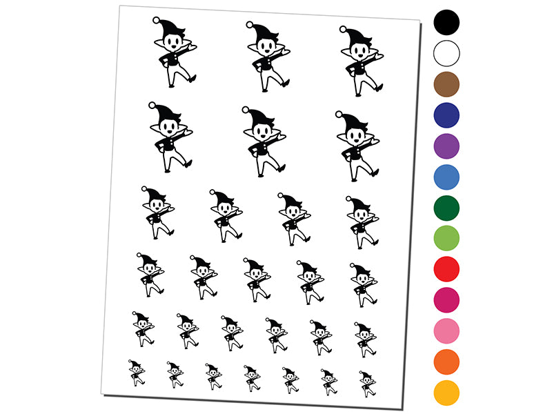 Cheerful Waving Christmas Elf Temporary Tattoo Water Resistant Fake Body Art Set Collection