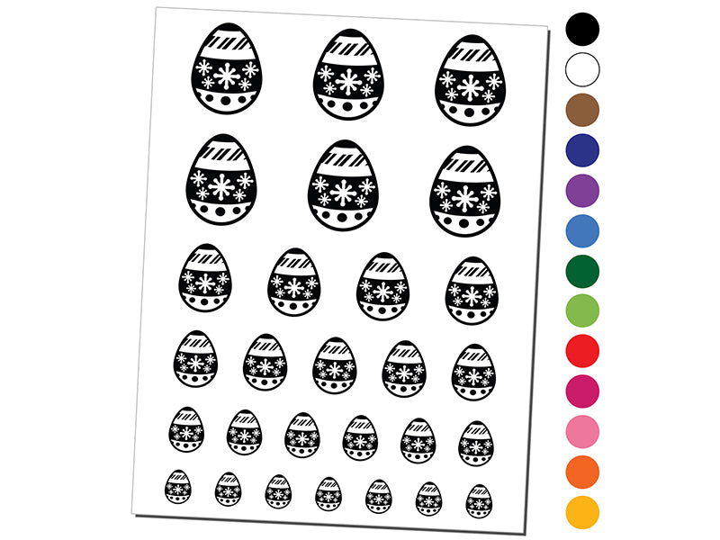 Christmas Ornament Painted Egg Temporary Tattoo Water Resistant Fake Body Art Set Collection