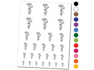 Hand Drawn Carnation Flower Temporary Tattoo Water Resistant Fake Body Art Set Collection