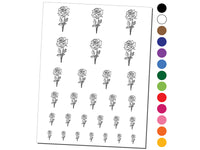 Hand Drawn Rose Flower Temporary Tattoo Water Resistant Fake Body Art Set Collection