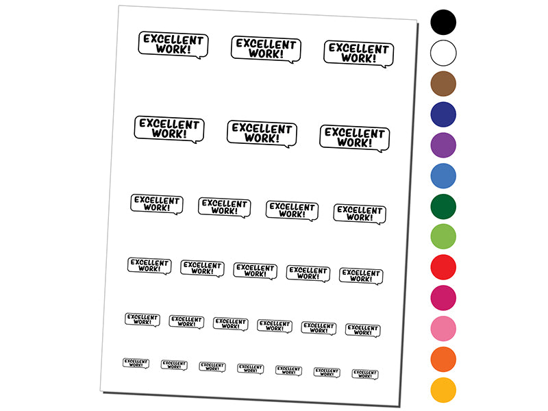 Excellent Work Speech Bubble Teacher Student School Temporary Tattoo Water Resistant Fake Body Art Set Collection