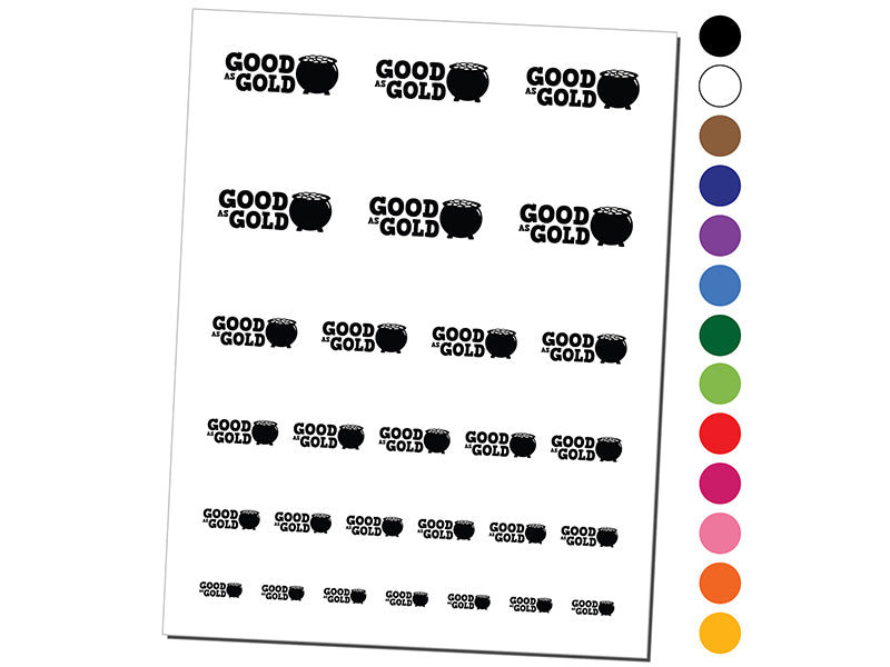 Good as Gold Pot of Gold Teacher Student School Temporary Tattoo Water Resistant Fake Body Art Set Collection