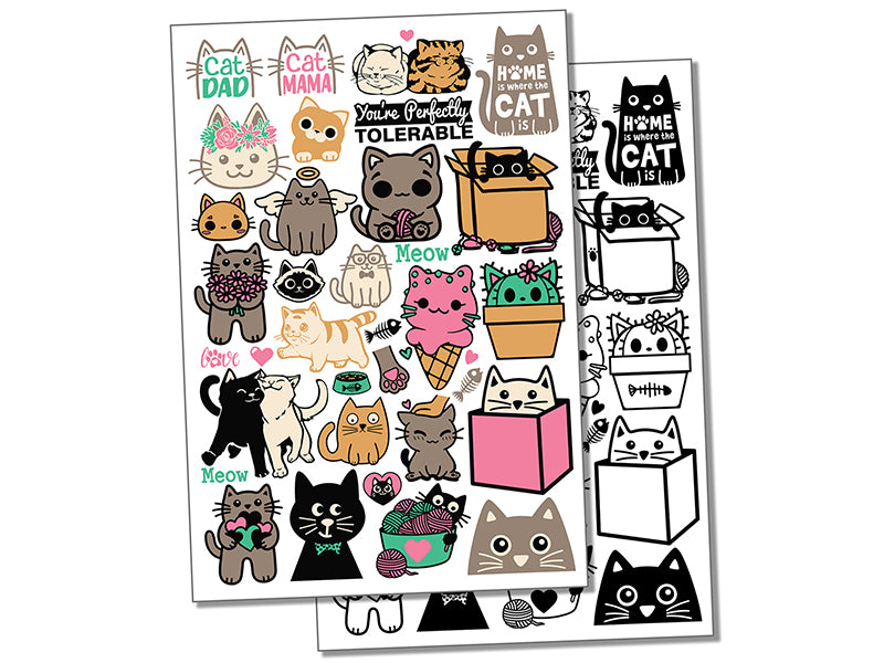 Adorable Kitty Cats Kittens Temporary Tattoo Water Resistant Fake Body Art Set Collection