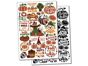 Fall Autumn Pumpkin Scarecrow Halloween Temporary Tattoo Water Resistant Fake Body Art Set Collection