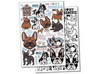 French Bulldog Frenchie Dog Breed Temporary Tattoo Water Resistant Fake Body Art Set Collection