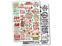 Merry Christmas Holiday Sayings Greetings Temporary Tattoo Water Resistant Fake Body Art Set Collection