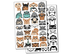 Peeking Animals Panda Squirrel Dinosaur Shark Temporary Tattoo Water Resistant Fake Body Art Set Collection