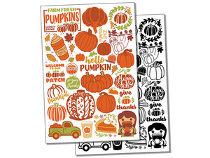 Pumpkins Spice Gourds Fall Autumn Halloween Temporary Tattoo Water Resistant Fake Body Art Set Collection