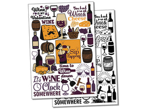 Wine Time Cheese Temporary Tattoo Water Resistant Fake Body Art Set Collection