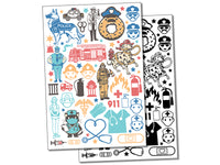 Emergency Personnel Police Firefighter Medical Temporary Tattoo Water Resistant Fake Body Art Set Collection