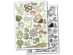 Lizards Reptiles Snakes Temporary Tattoo Water Resistant Fake Body Art Set Collection