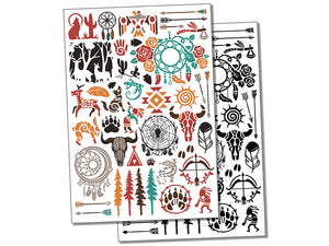 Southwest Native American Temporary Tattoo Water Resistant Fake Body Art Set Collection