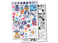 Space Planets Astronauts Aliens Sci-fi Temporary Tattoo Water Resistant Fake Body Art Set Collection