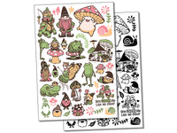 Whimsical Gnomes Mushrooms Frogs Fantasy Temporary Tattoo Water Resistant Fake Body Art Set Collection