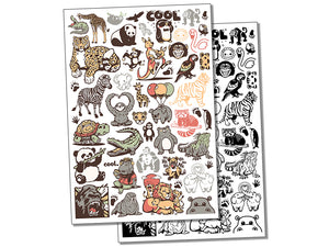 Zoo Animal Wildlife Favorites Temporary Tattoo Water Resistant Fake Body Art Set Collection