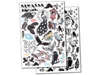 Birds Feathers Hawks Ravens Temporary Tattoo Water Resistant Fake Body Art Set Collection