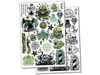 Cthulhu Tentacles Octopus Eldritch Horror Temporary Tattoo Water Resistant Fake Body Art Set Collection