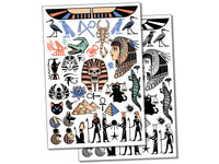 Egypt Egyptian Hieroglyphs Pyramids Pharaoh Temporary Tattoo Water Resistant Fake Body Art Set Collection