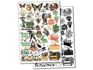 Garden Plants Flowers Vegetables Temporary Tattoo Water Resistant Fake Body Art Set Collection