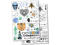 Nerdy Science Math Geek Temporary Tattoo Water Resistant Fake Body Art Set Collection