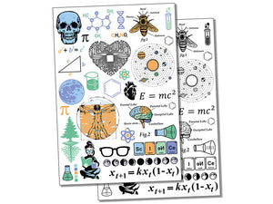 Nerdy Science Math Geek Temporary Tattoo Water Resistant Fake Body Art Set Collection