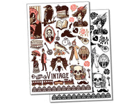 Vintage Victorian Gothic Aesthetic Halloween Temporary Tattoo Water Resistant Fake Body Art Set Collection