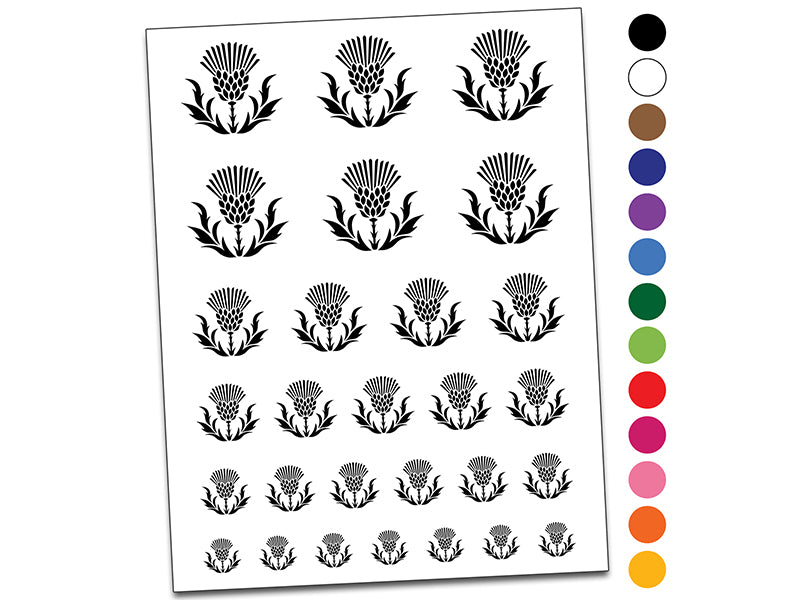 Scottish Thistle Temporary Tattoo Water Resistant Fake Body Art Set Collection
