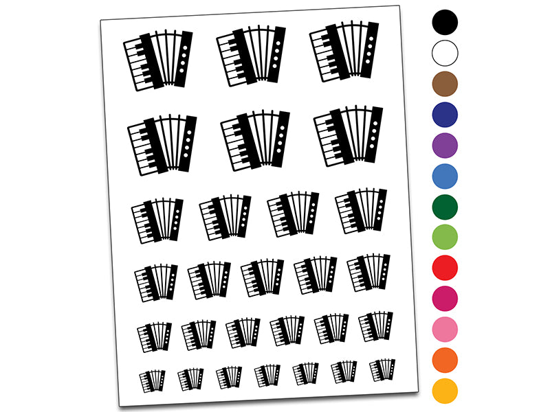 Classic Accordion Music Temporary Tattoo Water Resistant Fake Body Art Set Collection