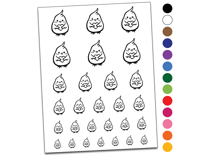 Cockatoo Holding Heart Temporary Tattoo Water Resistant Fake Body Art Set Collection
