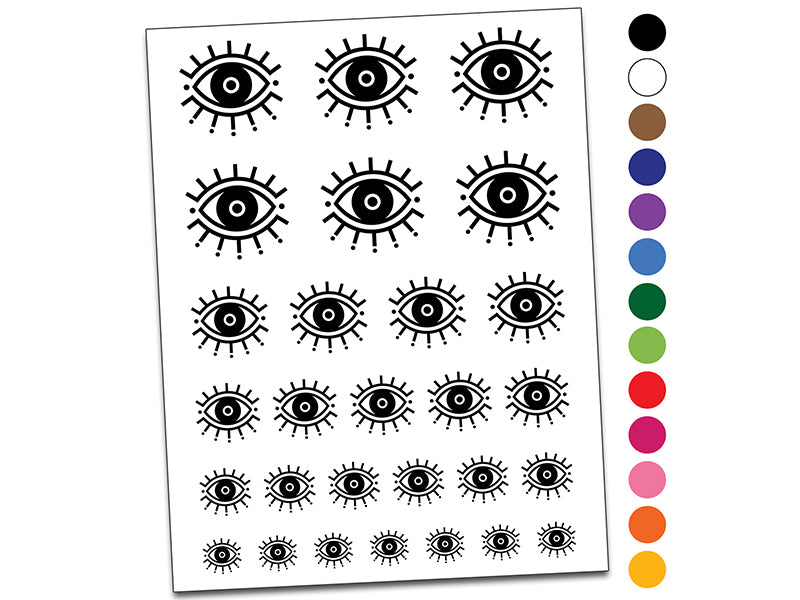 Evil Eye Nazar Charm Temporary Tattoo Water Resistant Fake Body Art Set Collection