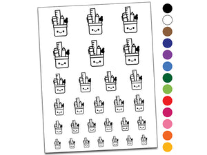 Kawaii Pencil Holder Teacher School Temporary Tattoo Water Resistant Fake Body Art Set Collection