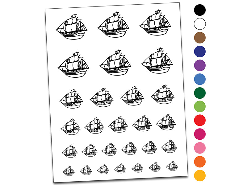 Old Timey Boat Ship Temporary Tattoo Water Resistant Fake Body Art Set Collection