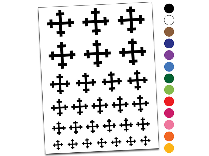 Crosslet Cross Temporary Tattoo Water Resistant Fake Body Art Set Collection