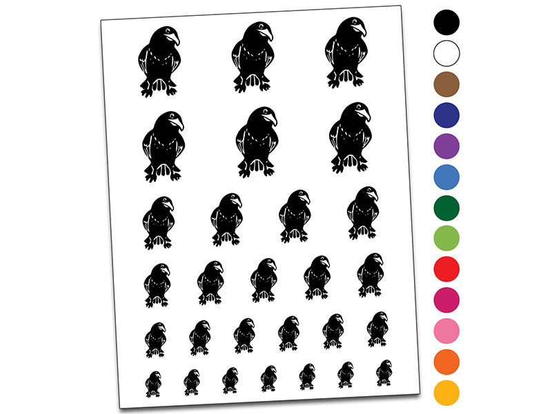 Curious Crow Raven Tilting Head Temporary Tattoo Water Resistant Fake Body Art Set Collection