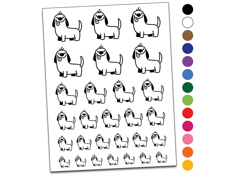 Dorky Dachshund Wiener Dog Smile Temporary Tattoo Water Resistant Fake Body Art Set Collection