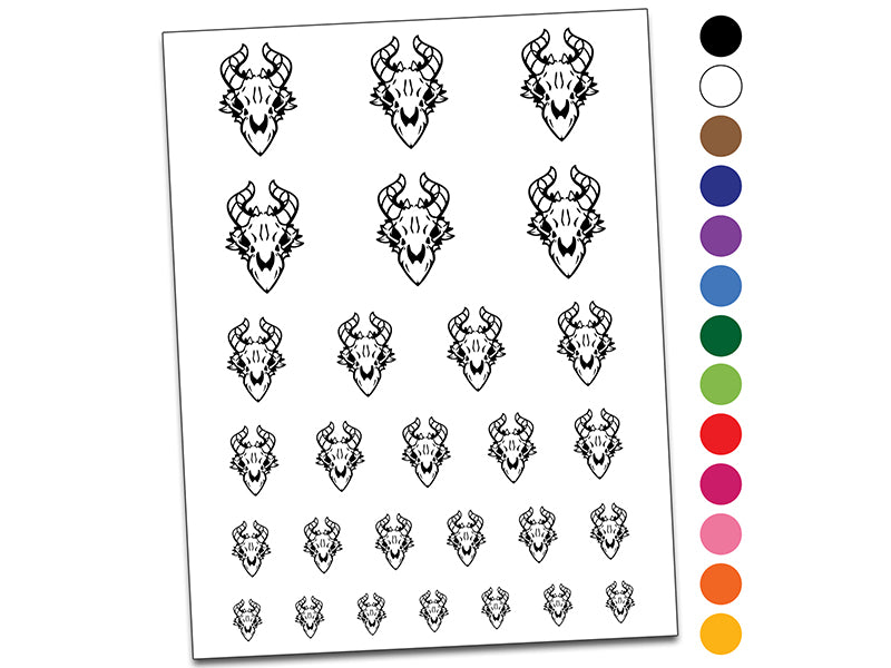 Dragon Skull Horns Temporary Tattoo Water Resistant Fake Body Art Set Collection