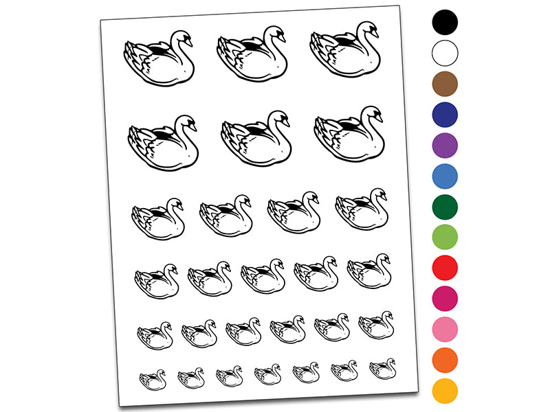 Elegant Swan Bird Temporary Tattoo Water Resistant Fake Body Art Set Collection
