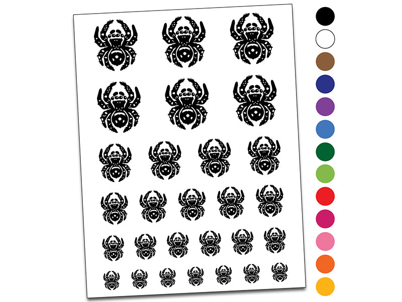 Fuzzy Jumping Spider Arachnid Temporary Tattoo Water Resistant Fake Body Art Set Collection