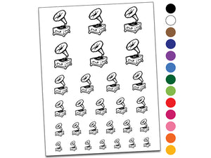 Gramophone Antique Record Player Temporary Tattoo Water Resistant Fake Body Art Set Collection