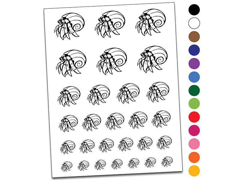 Hermit Crab Spiral Shell Crustacean Temporary Tattoo Water Resistant Fake Body Art Set Collection