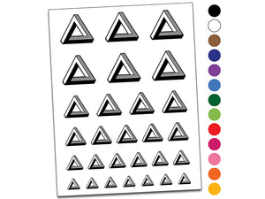 Infinite Penrose Triangle Tribar Optical Illusion Temporary Tattoo Water Resistant Fake Body Art Set Collection