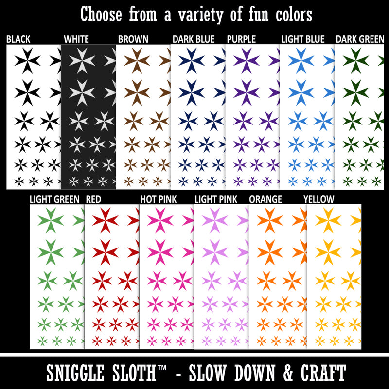 Maltese Eight Pointed Cross Temporary Tattoo Water Resistant Fake Body Art Set Collection