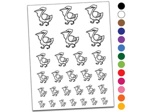 Pelican Bird Walking Temporary Tattoo Water Resistant Fake Body Art Set Collection