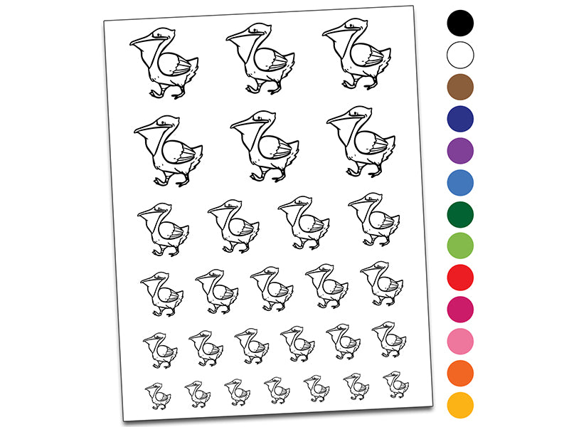 Pelican Bird Walking Temporary Tattoo Water Resistant Fake Body Art Set Collection