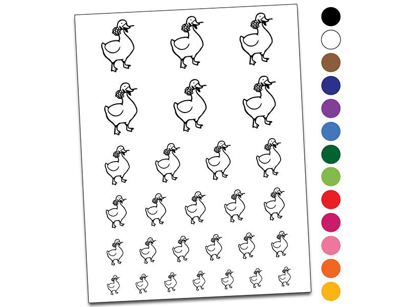Romantic Goose with Flower Temporary Tattoo Water Resistant Fake Body Art Set Collection