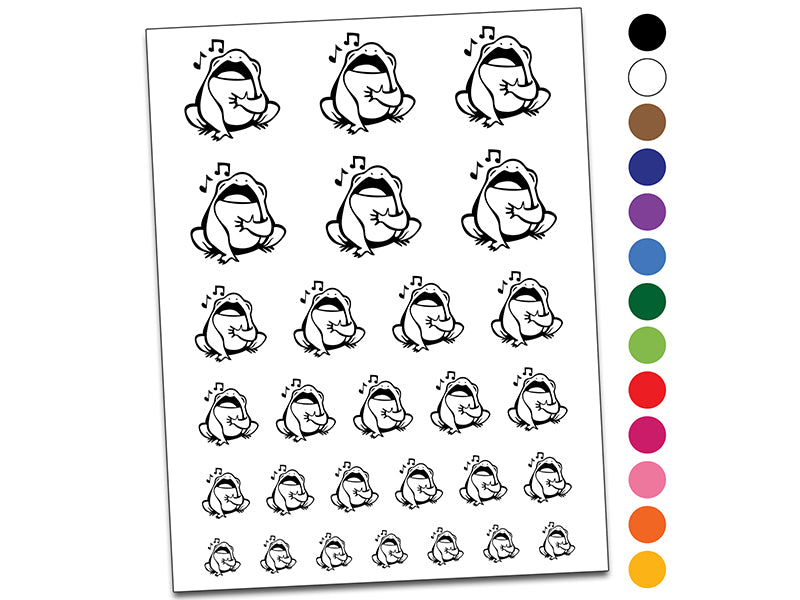 Singing Frog Toad Music Temporary Tattoo Water Resistant Fake Body Art Set Collection