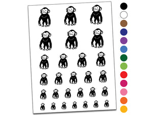 Standing Stoic Chimpanzee Ape Monkey Temporary Tattoo Water Resistant Fake Body Art Set Collection