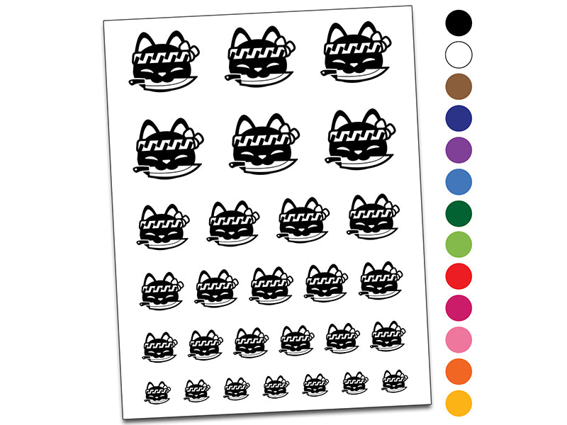 Sushi Cat Chef Knife Temporary Tattoo Water Resistant Fake Body Art Set Collection