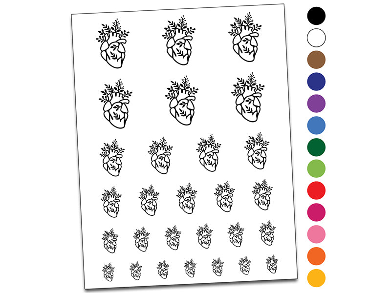 Magic Heart Plants Foliage Temporary Tattoo Water Resistant Fake Body Art Set Collection