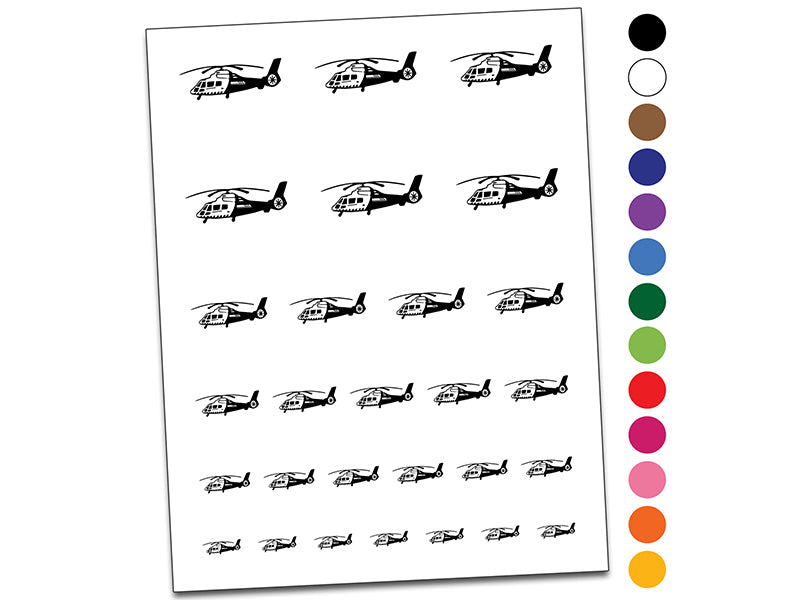Helicopter Emergency Vehicle Temporary Tattoo Water Resistant Fake Body Art Set Collection